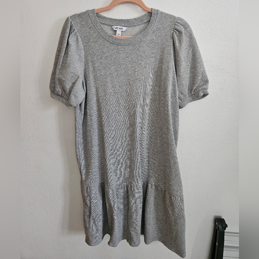 Nine West NWT Gray‎ Puff Sleeve Dress sz Medium
